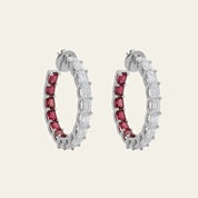 Diamond and Ruby Hoop Earrings