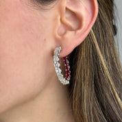 Diamond and Ruby Hoop Earrings