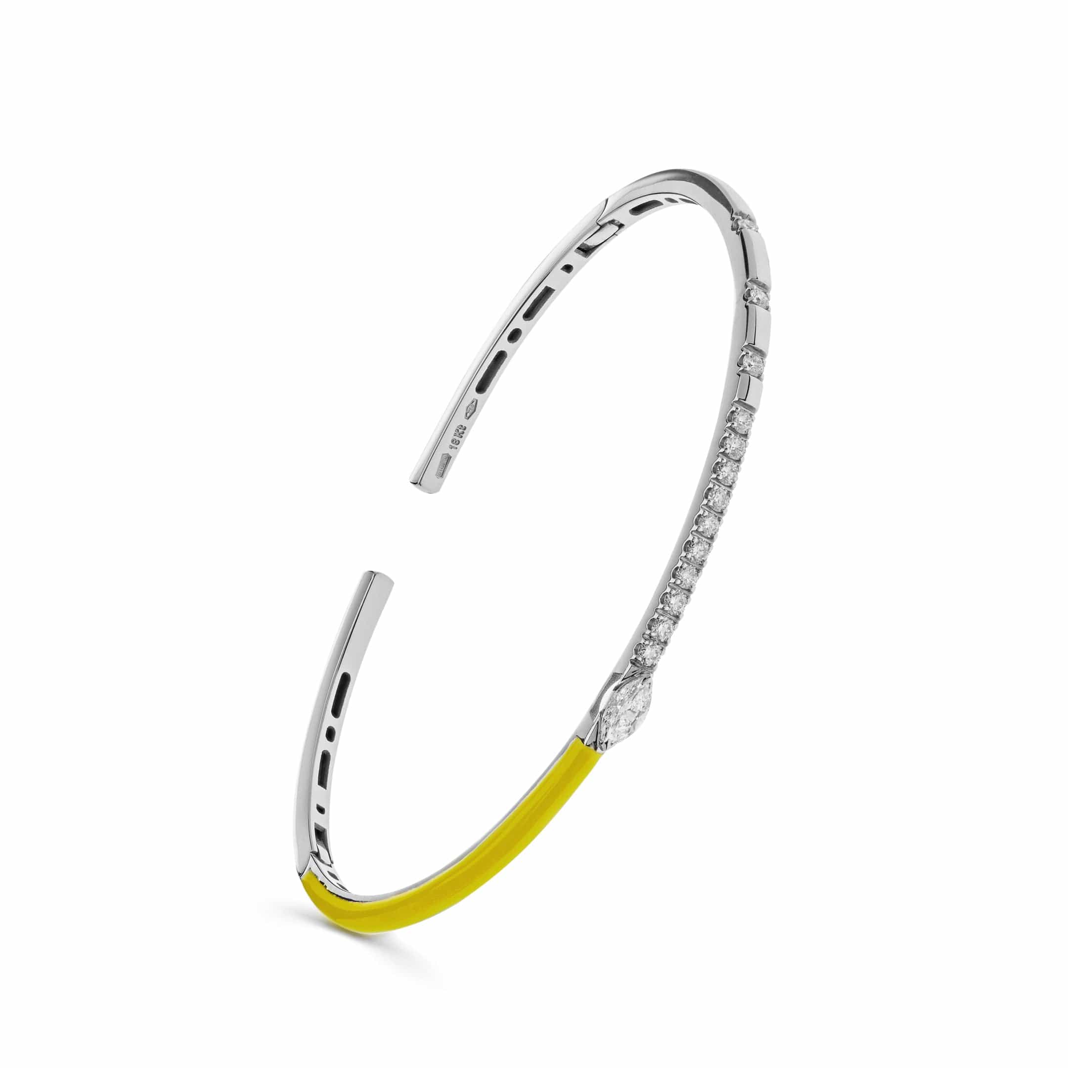 Diamond and Yellow Enamel Bangle