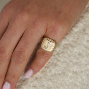 Diamond Initial Pinky Ring
