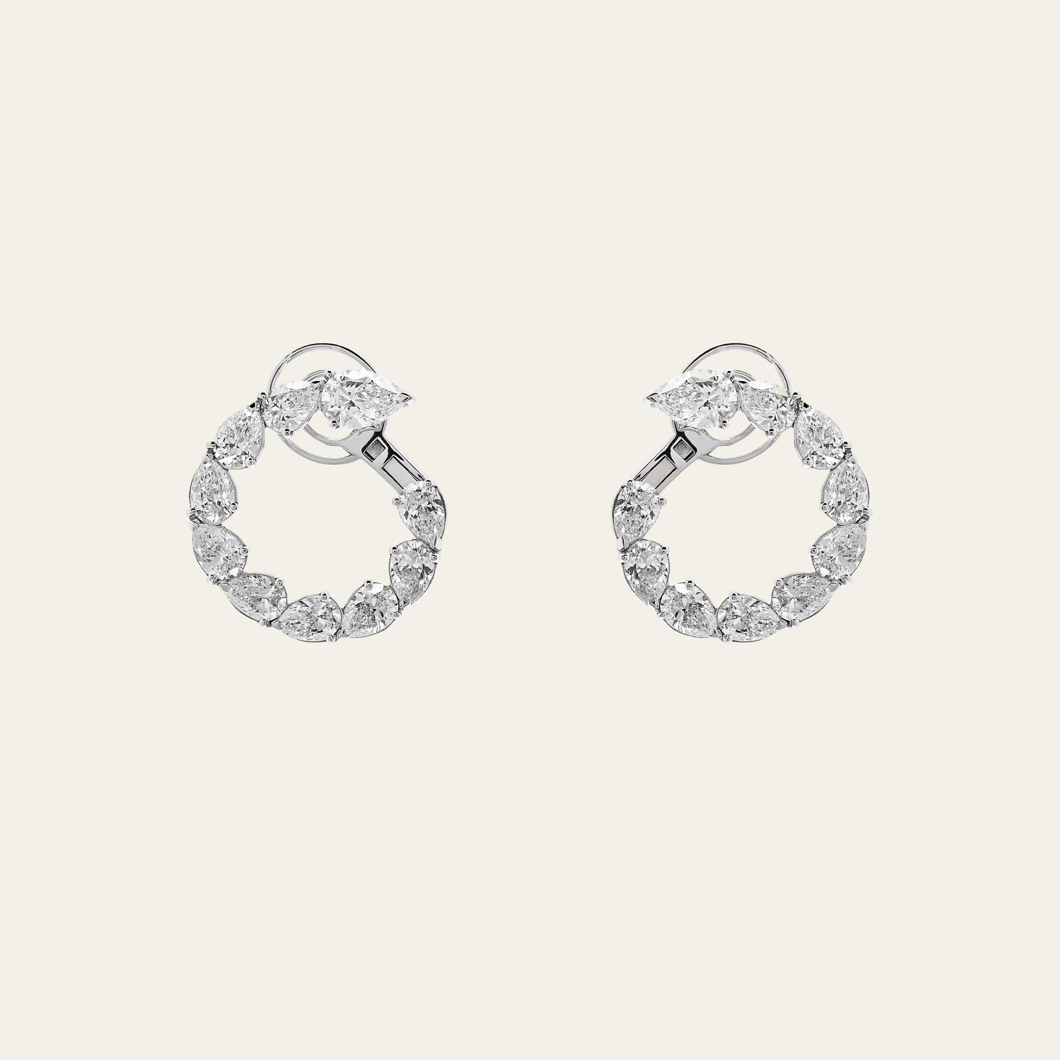 Diamond Pear-Shaped Spiral Earrings