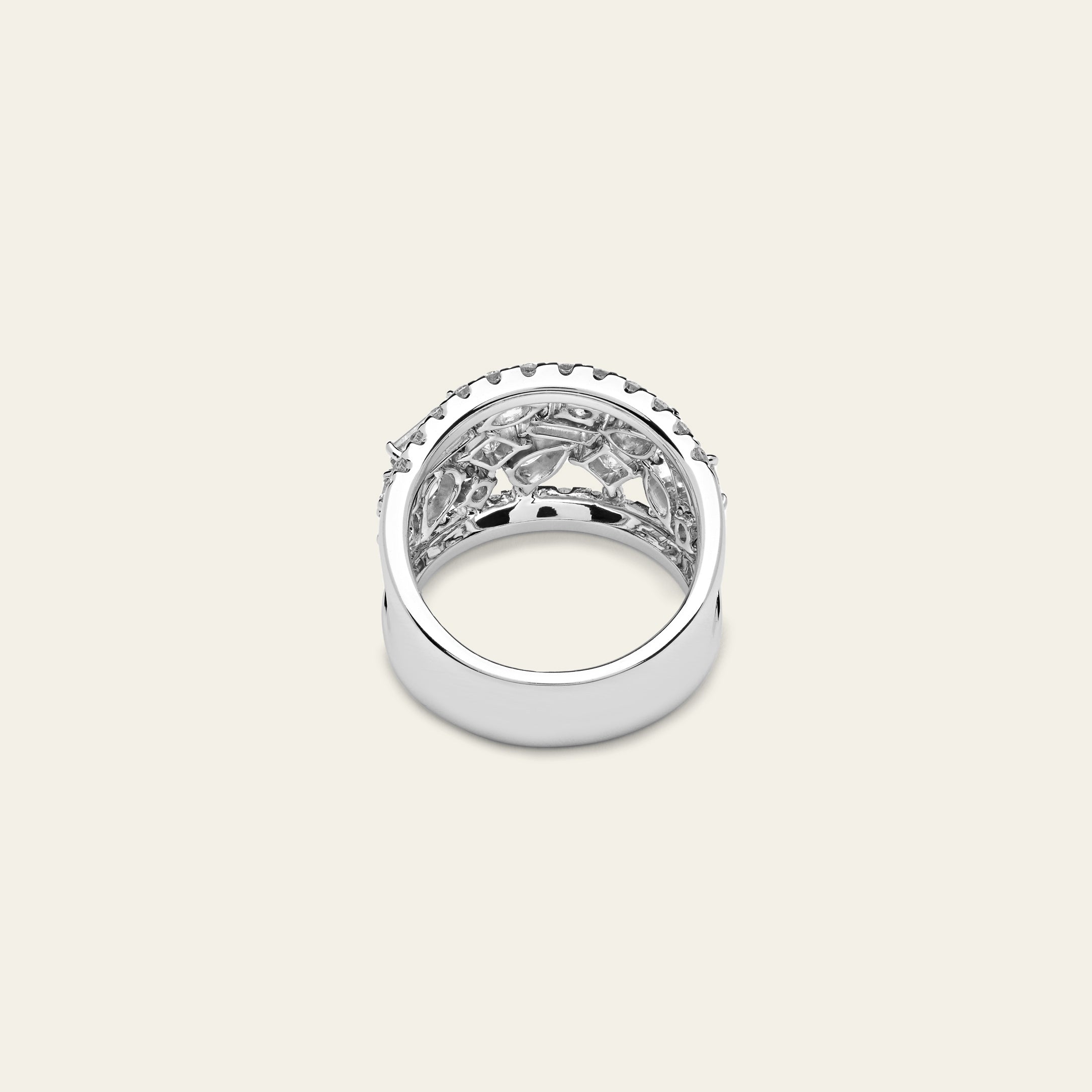 Multi Shape Diamond White Gold Cocktail Ring