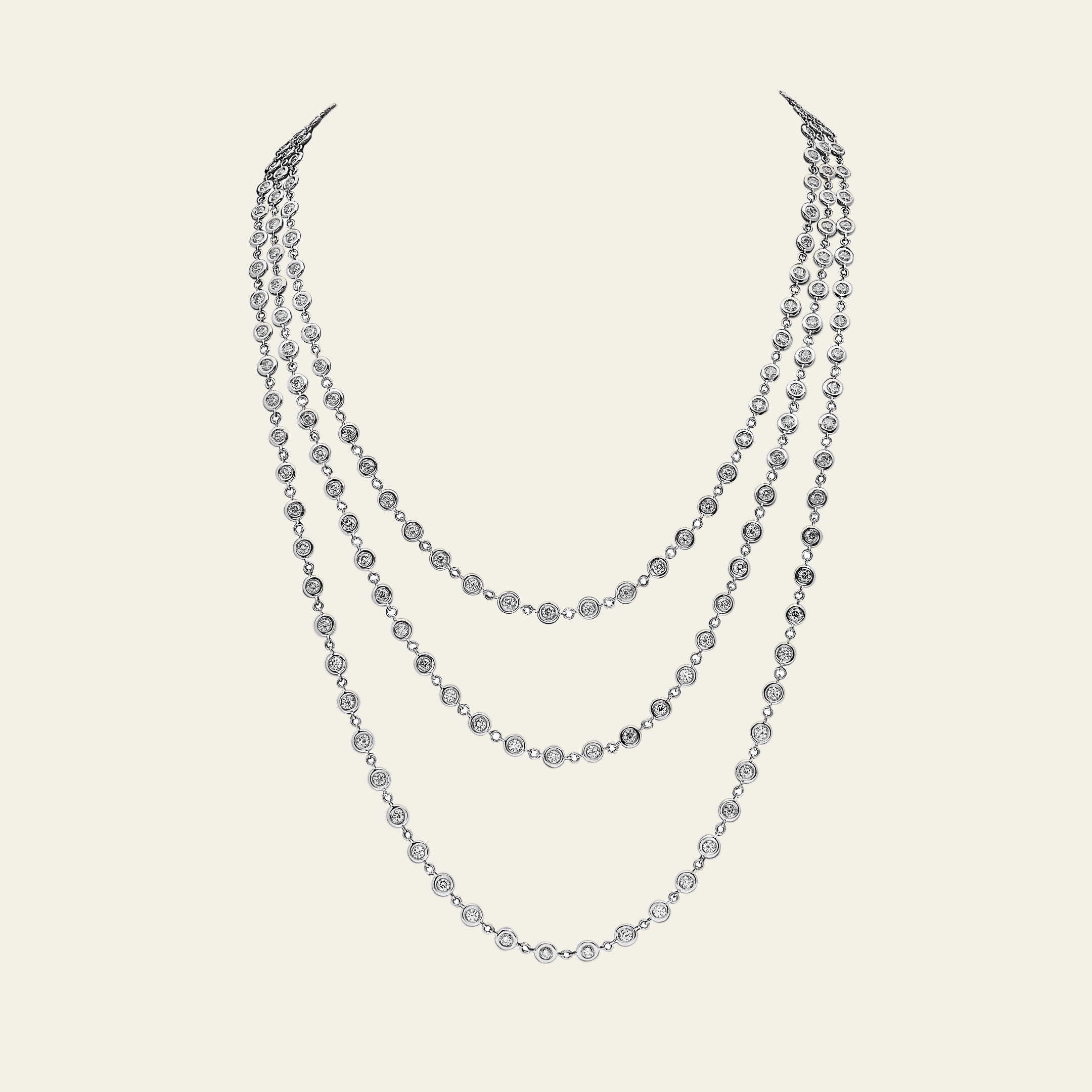 White Gold Diamond Wrap Layer Necklace