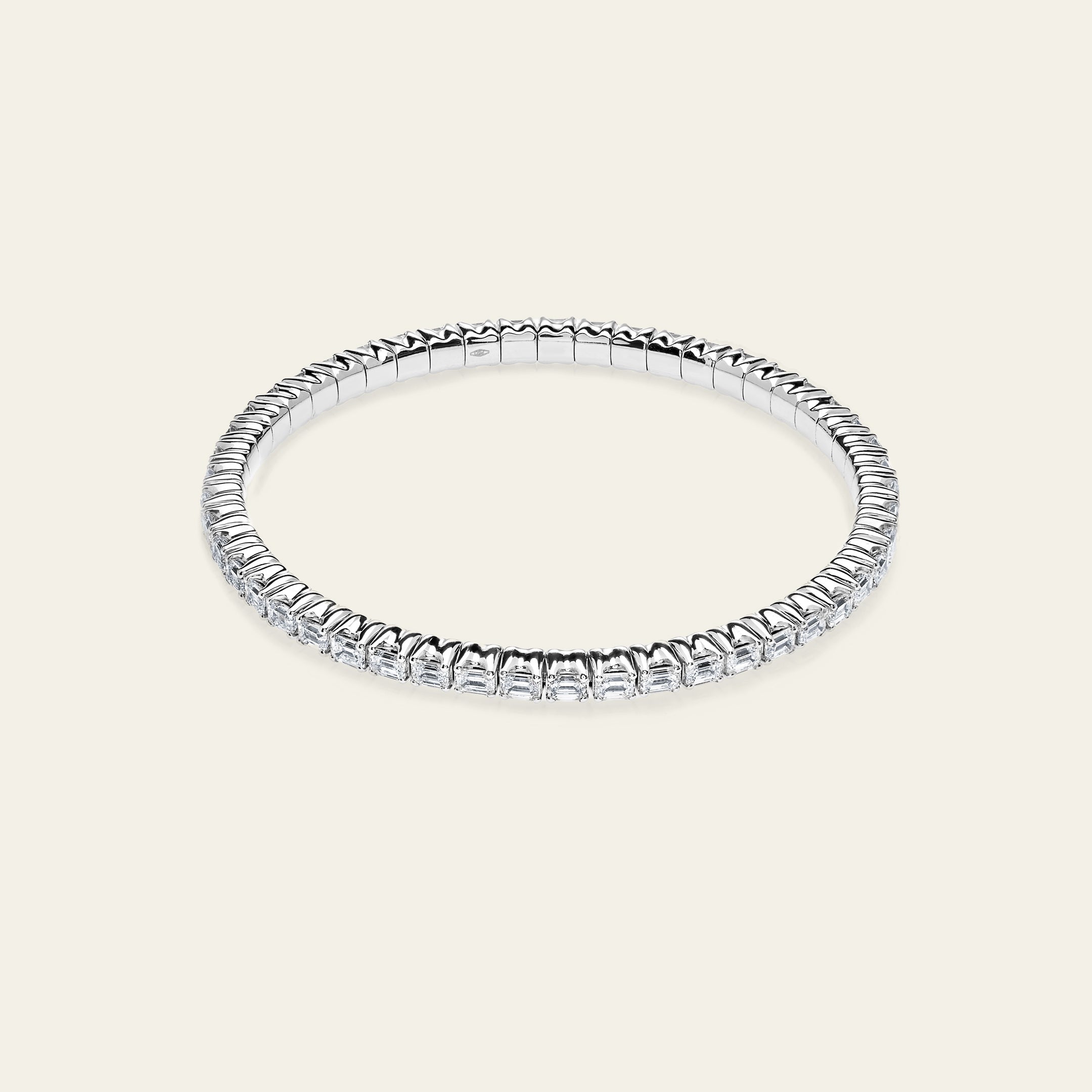 Emerald Cut Diamond Stretch White Gold Bracelet