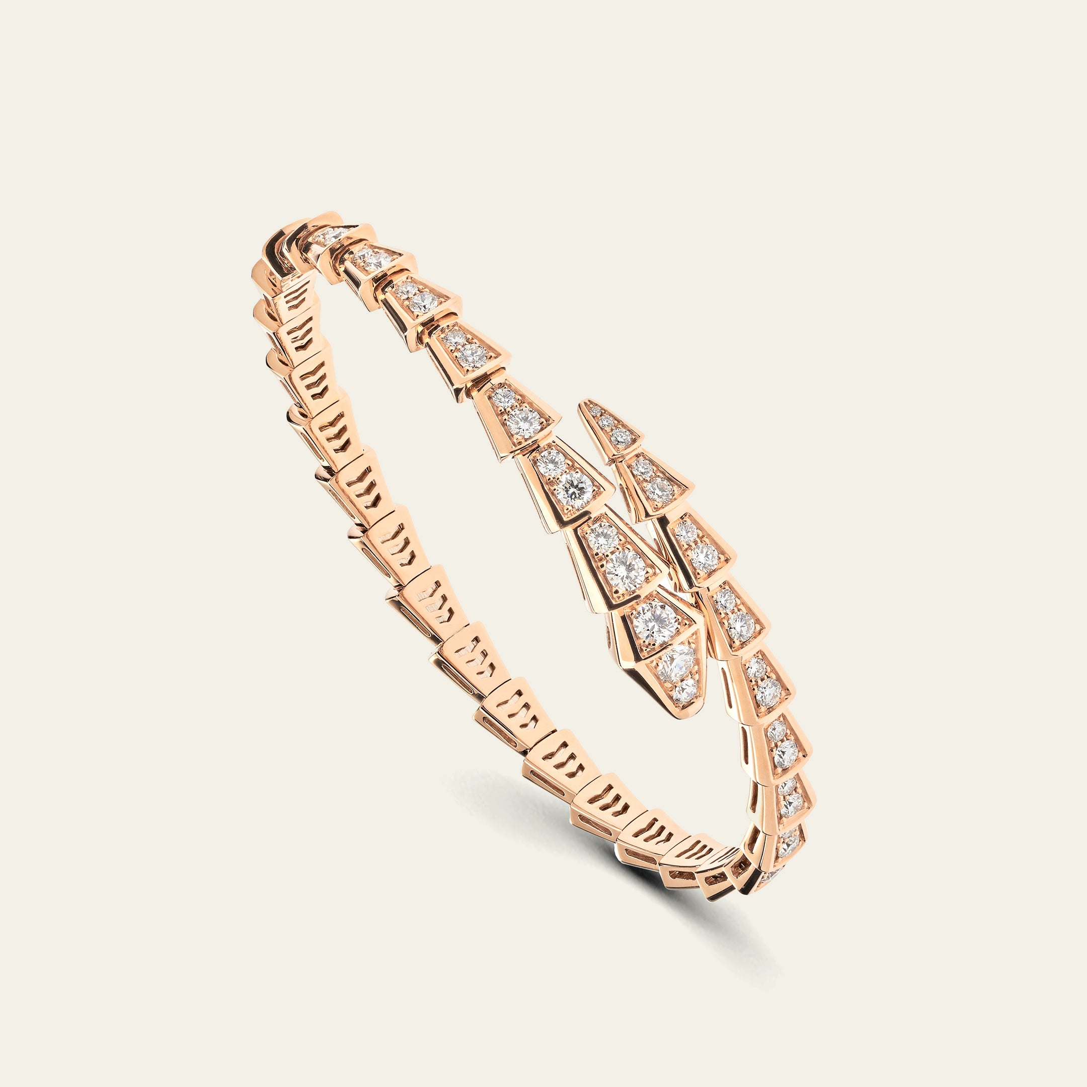 BVLGARI Serpenti Viper Thin Bracelet Rose Gold Full Pavé Diamonds 353792