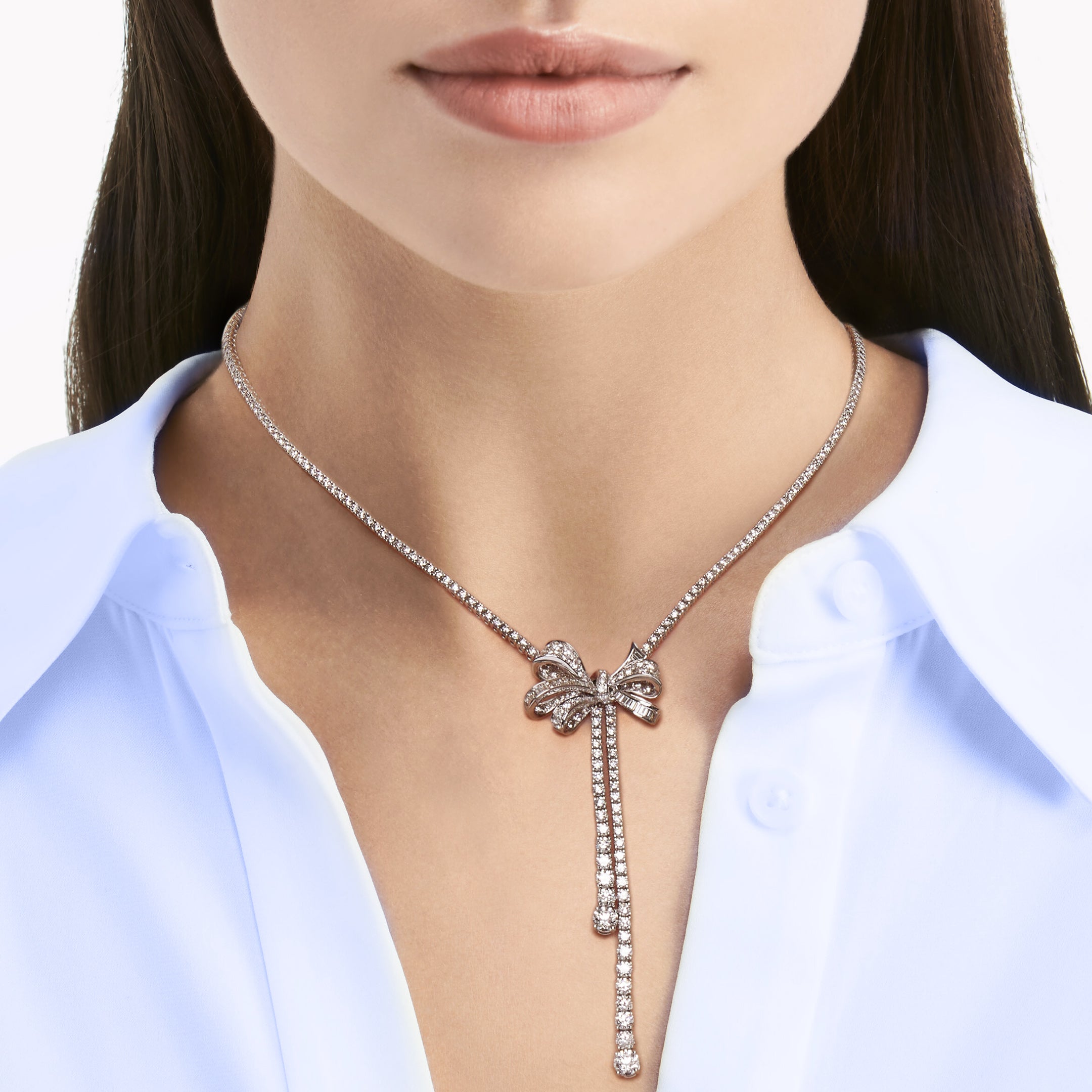 Graff Diamond Double Strand Knot Necklace with Bow Motif