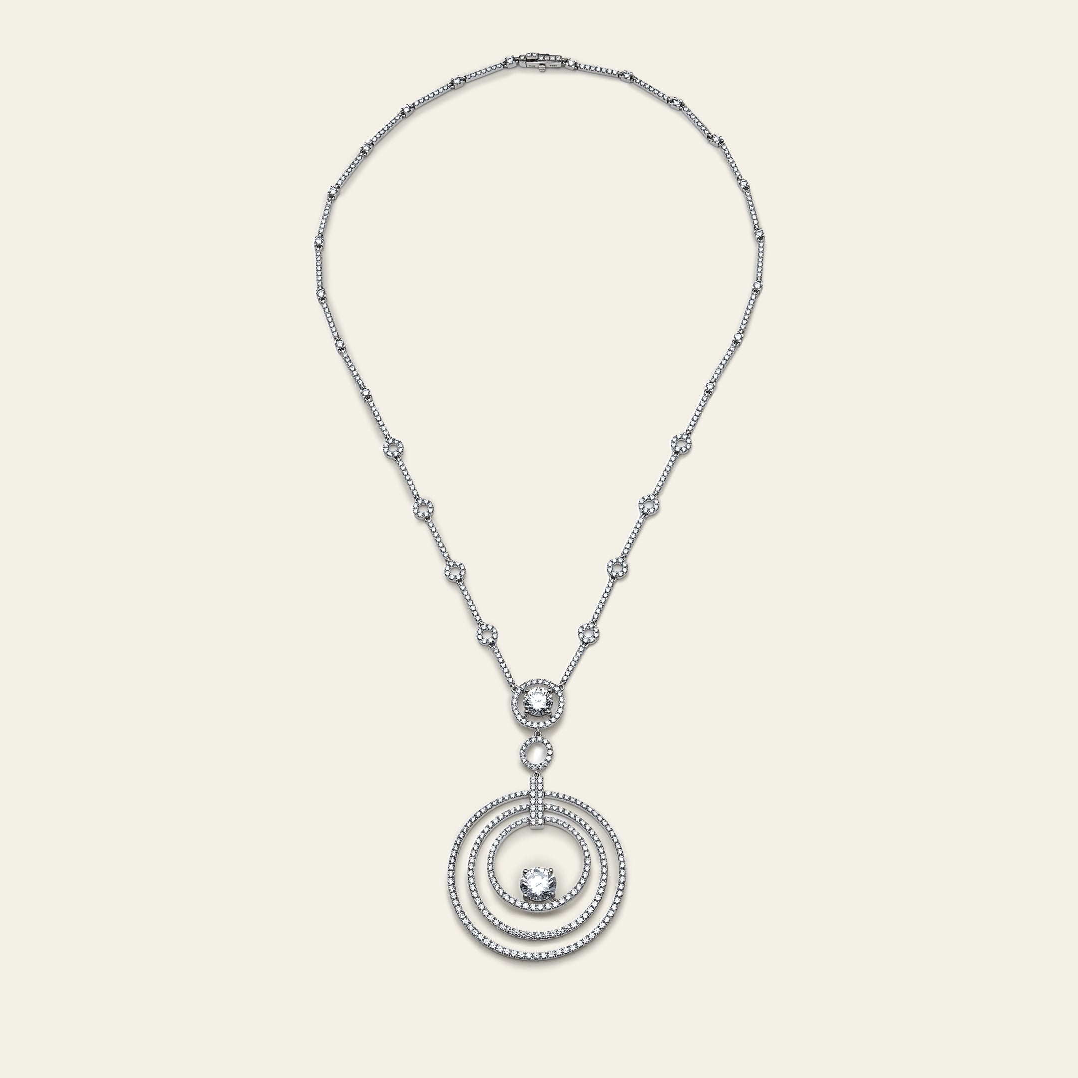 Graff Platinum and White Gold Diamond Microset Bulls' Eye Necklace