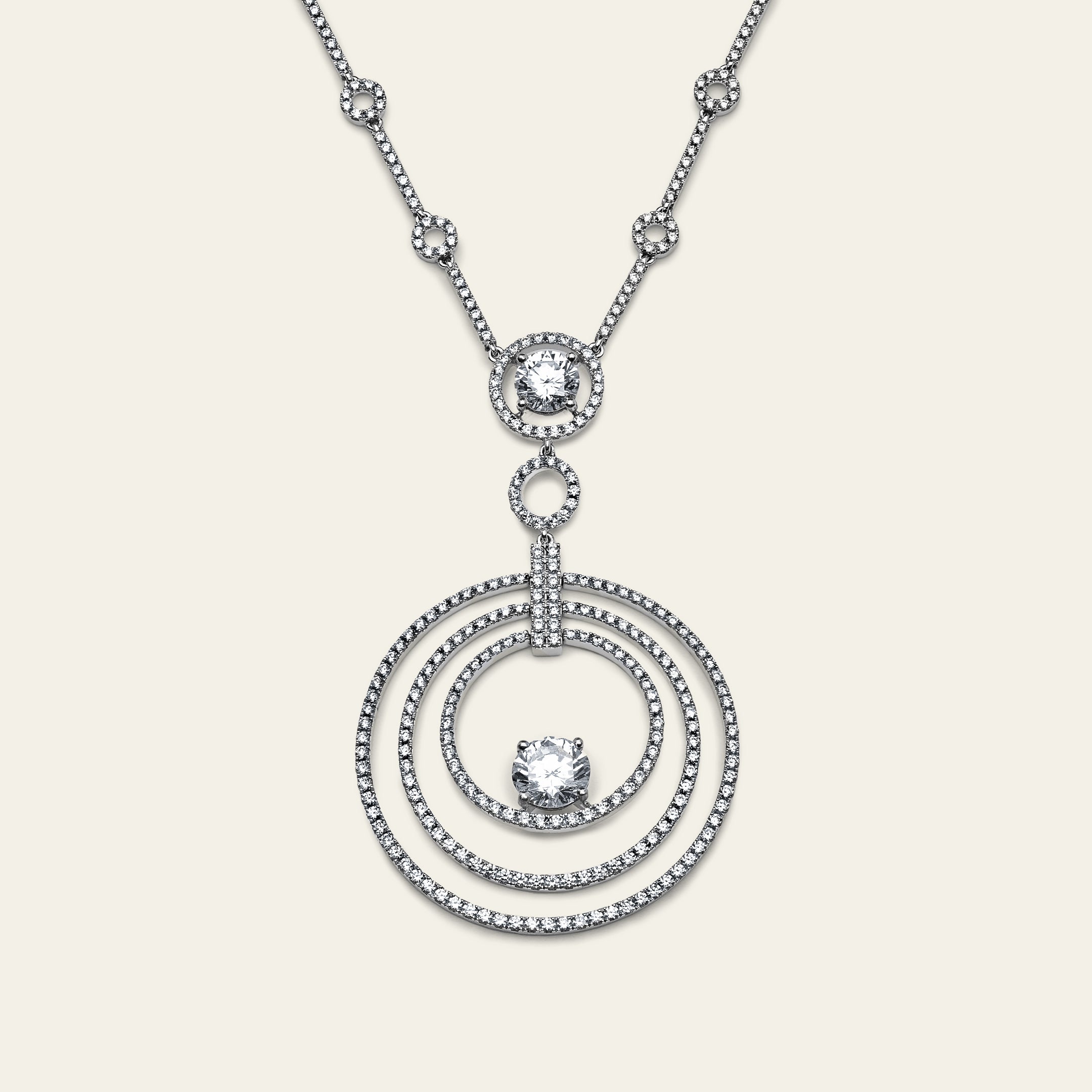 Graff Platinum and White Gold Diamond Microset Bulls' Eye Necklace