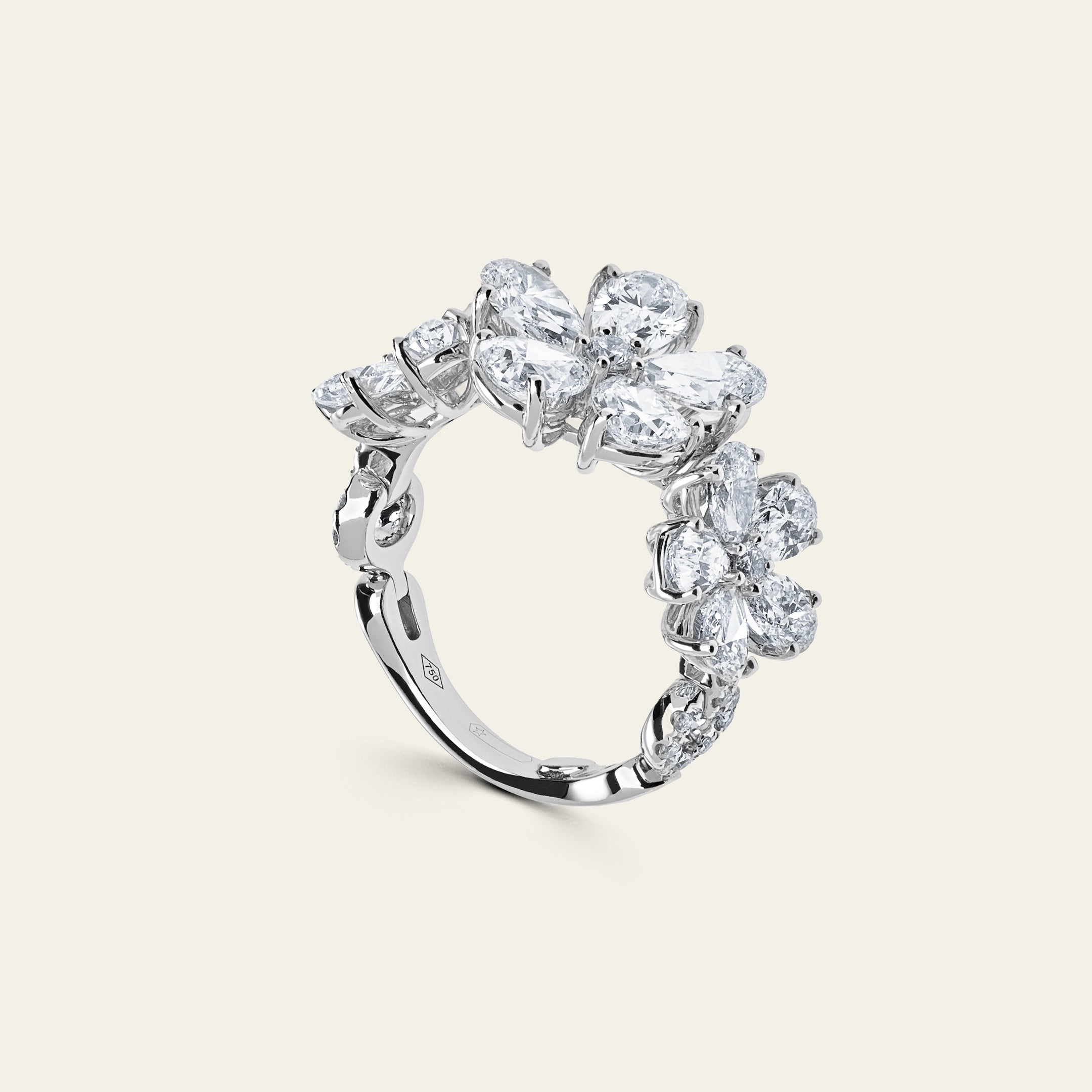 White Gold Diamond Flower Ring