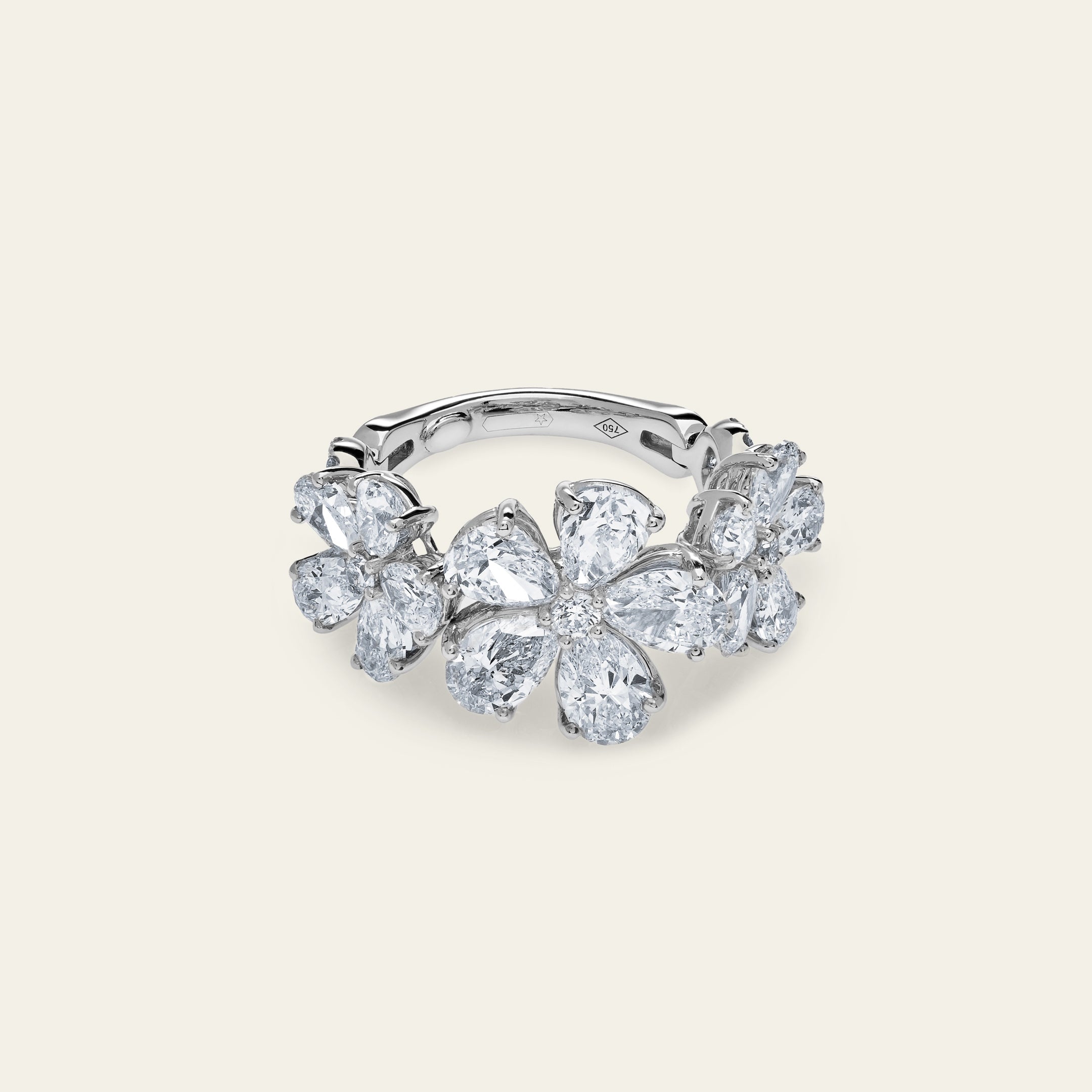 White Gold Diamond Flower Ring