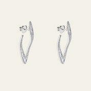 Baguette and Pave Diamond Drop White Gold Earrings