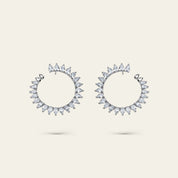 White Gold Pear Shape Diamond Circle Stud Earrings