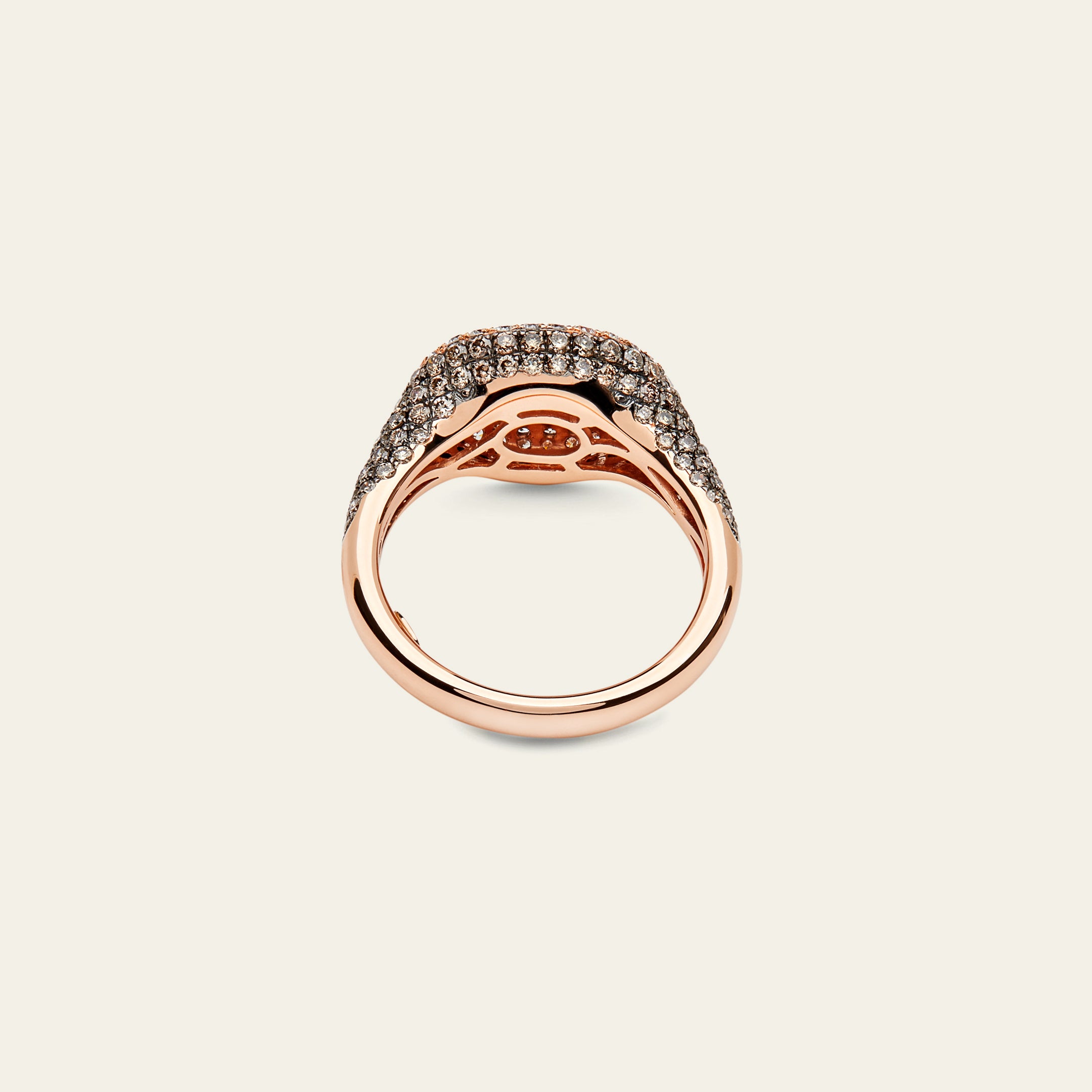 Rose Gold Pavé Set Two Tone Diamond Signet Ring