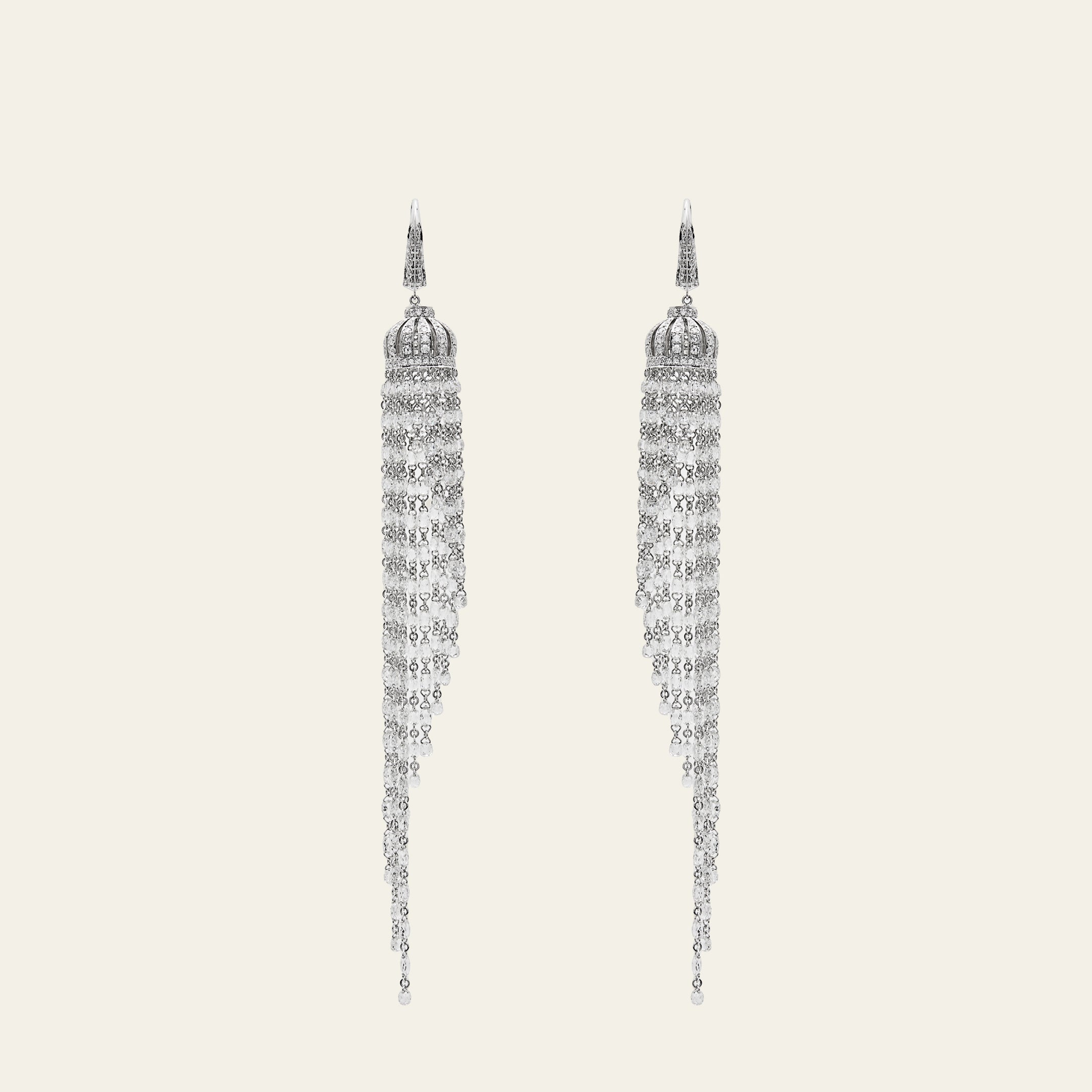 Diamond Knife-Edge Chandelier Earrings