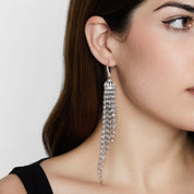 Diamond Knife-Edge Chandelier Earrings