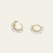 Dangling Diamond Yellow Gold Hoops