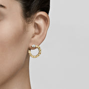 White and Yellow and Diamond Pear-Shaped Hoop Earrings