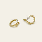 White and Yellow and Diamond Pear-Shaped Hoop Earrings