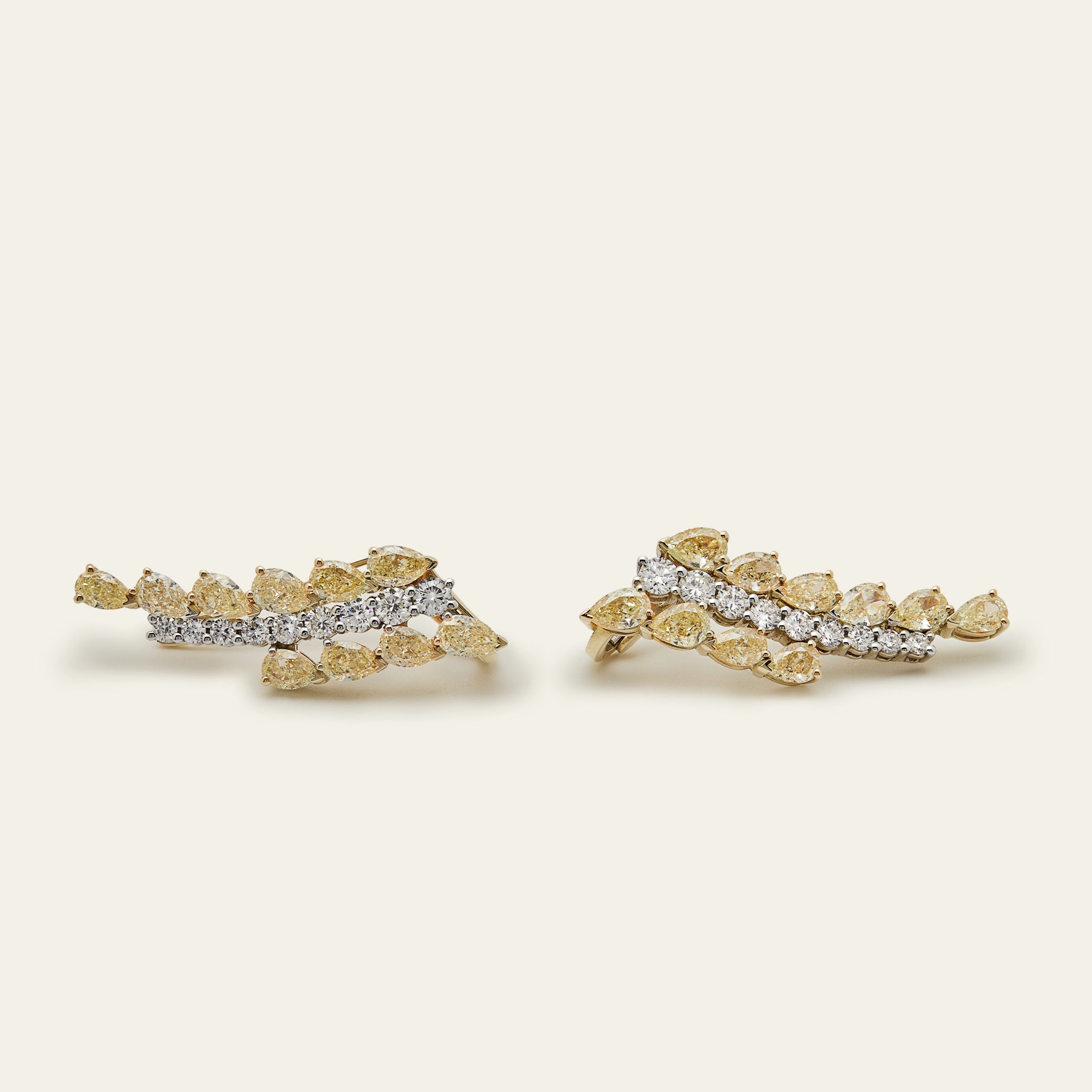 Yellow and White Diamond Ear Climbers