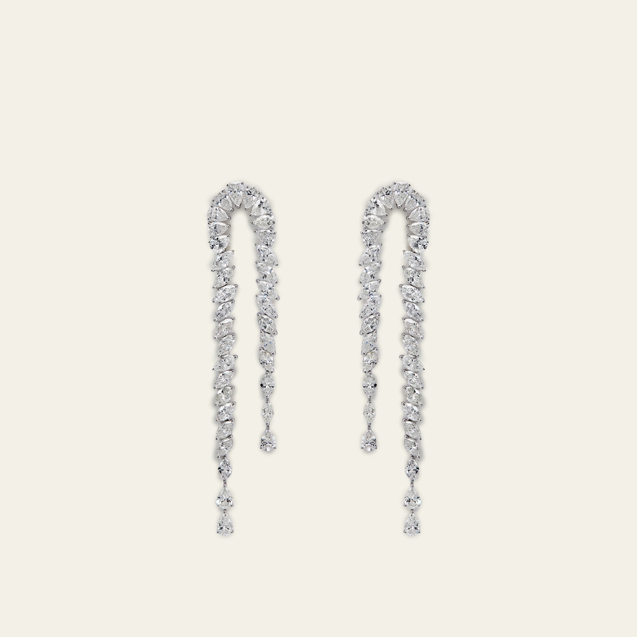 Elegant Cascade White Gold Diamond Earrings