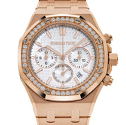Audemars Piguet Royal Oak 26715OR.ZZ.1356OR.01 Chronograph Rose Gold Silver Dial Diamond Bezel (2025)