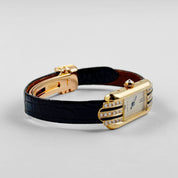 Cartier Tank Allongée 1380 Yellow Gold Ivory Dial Diamond Bezel Quartz
