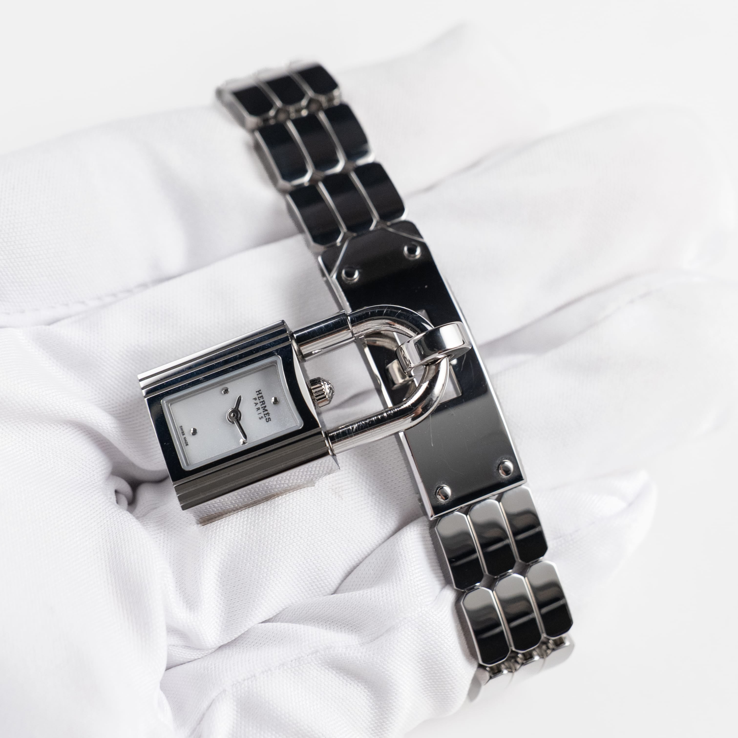 Hermès Kelly KE4.110B Mini 'Ladies' Stainless Steel White Dial Quartz