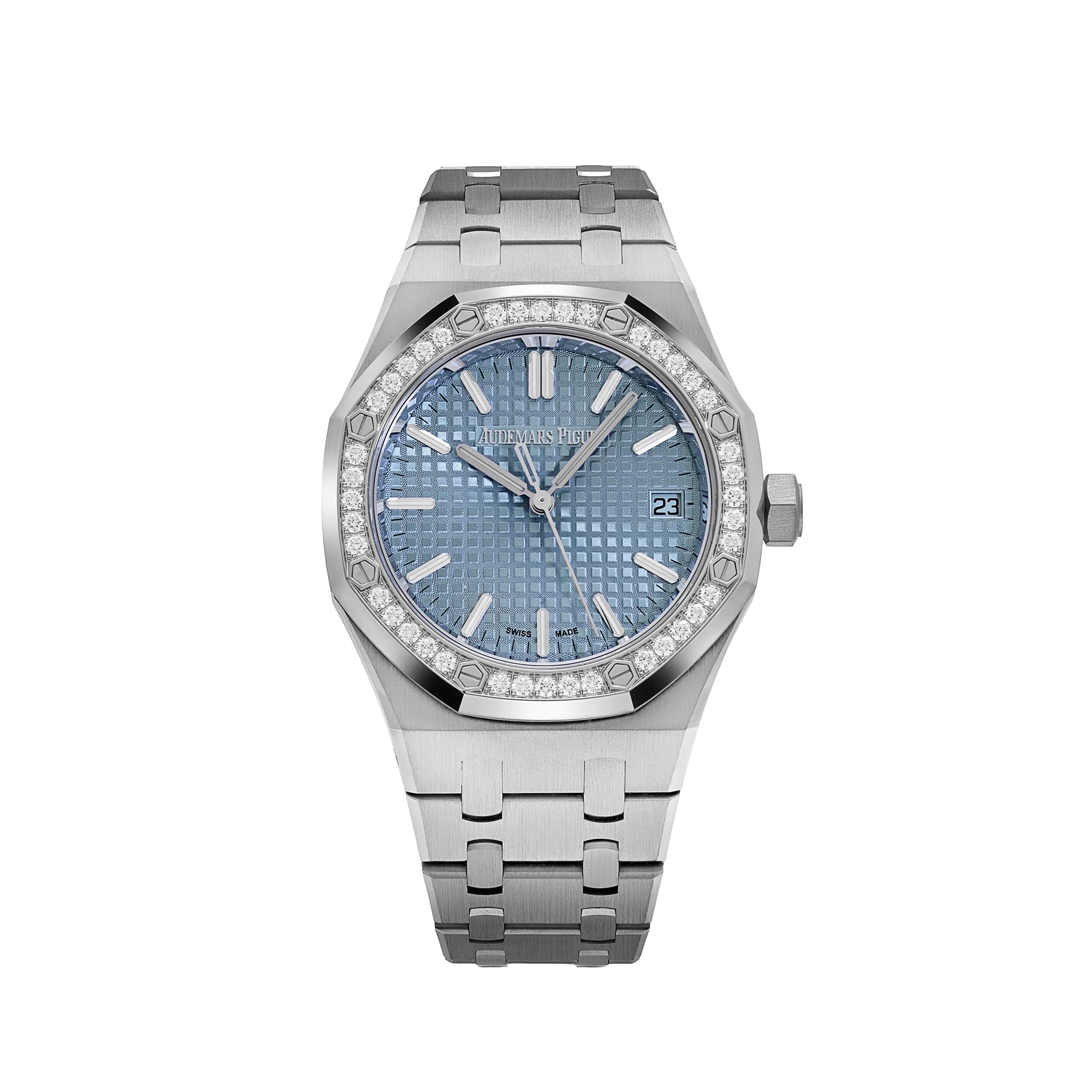 Audemars Piguet Royal Oak 15551ST.ZZ.1356ST.04 'Ladies' Stainless Steel Light Blue Dial Diamond Bezel (2024)