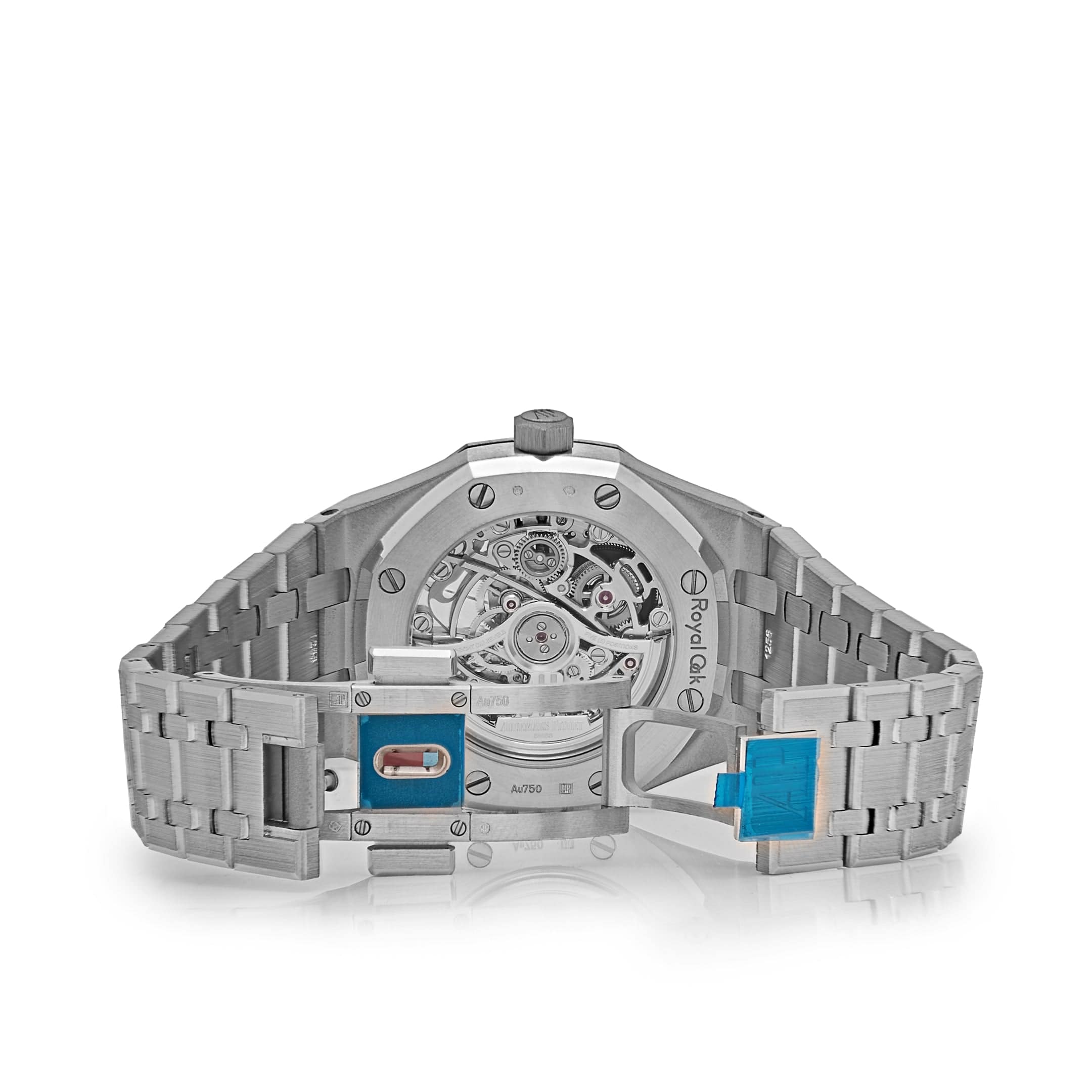 Audemars Piguet Royal Oak Openworked 15467BC.OO.1256BC.01 Double Balance Wheel White Gold Light-Blue Inner Bezel