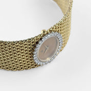 Ebel Vintage Bracelet Watch Yellow Gold Tiger Eye Stone Dial Diamond Bezel