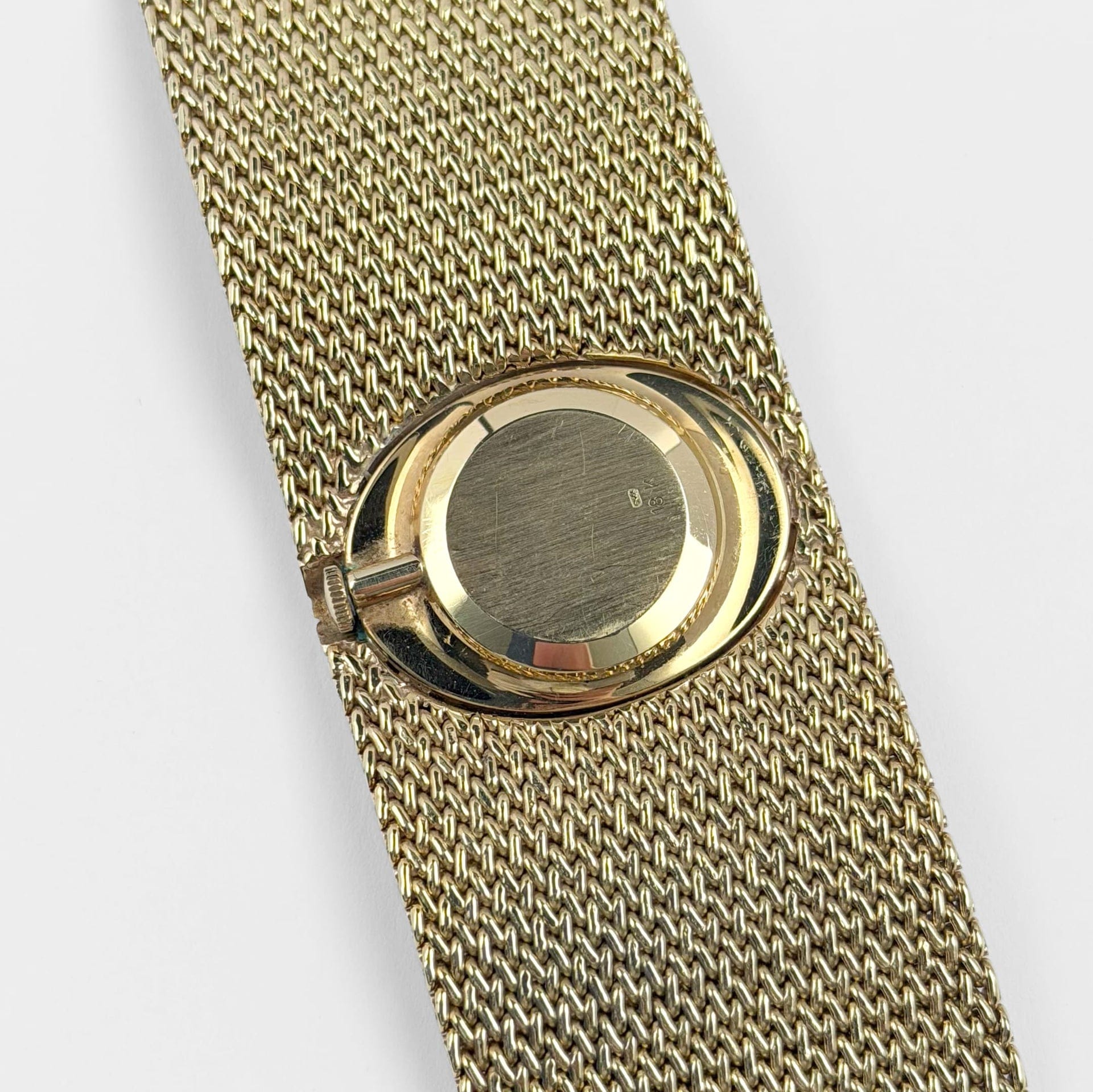 Ebel Vintage Bracelet Watch Yellow Gold Tiger Eye Stone Dial Diamond Bezel