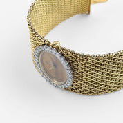Ebel Vintage Bracelet Watch Yellow Gold Tiger Eye Stone Dial Diamond Bezel