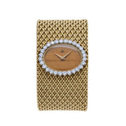 Ebel Vintage Bracelet Watch Yellow Gold Tiger Eye Stone Dial Diamond Bezel