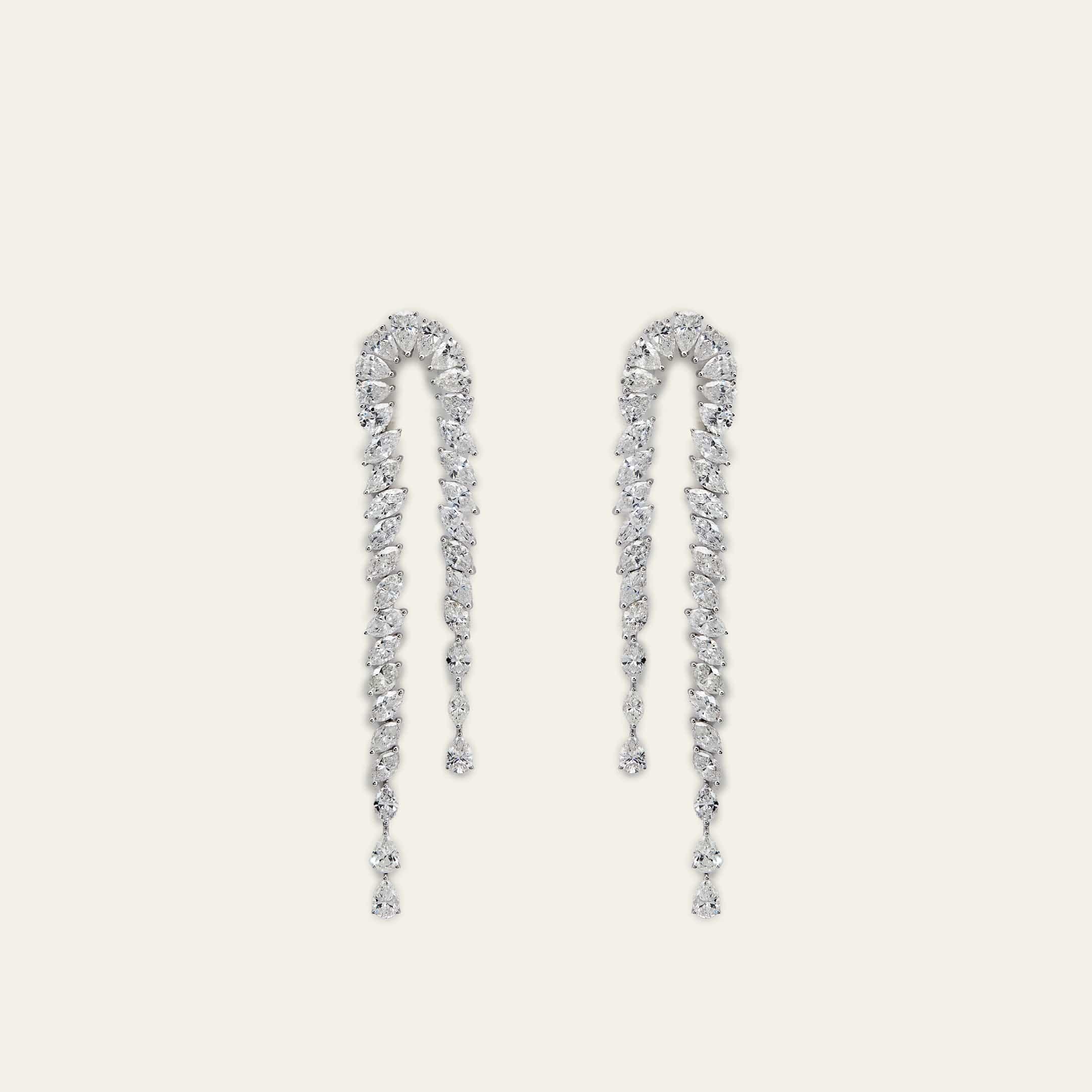 Elegant Cascade White Gold Diamond Earrings