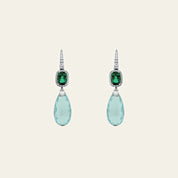 Emerald and Aquamarine Drop Earrings