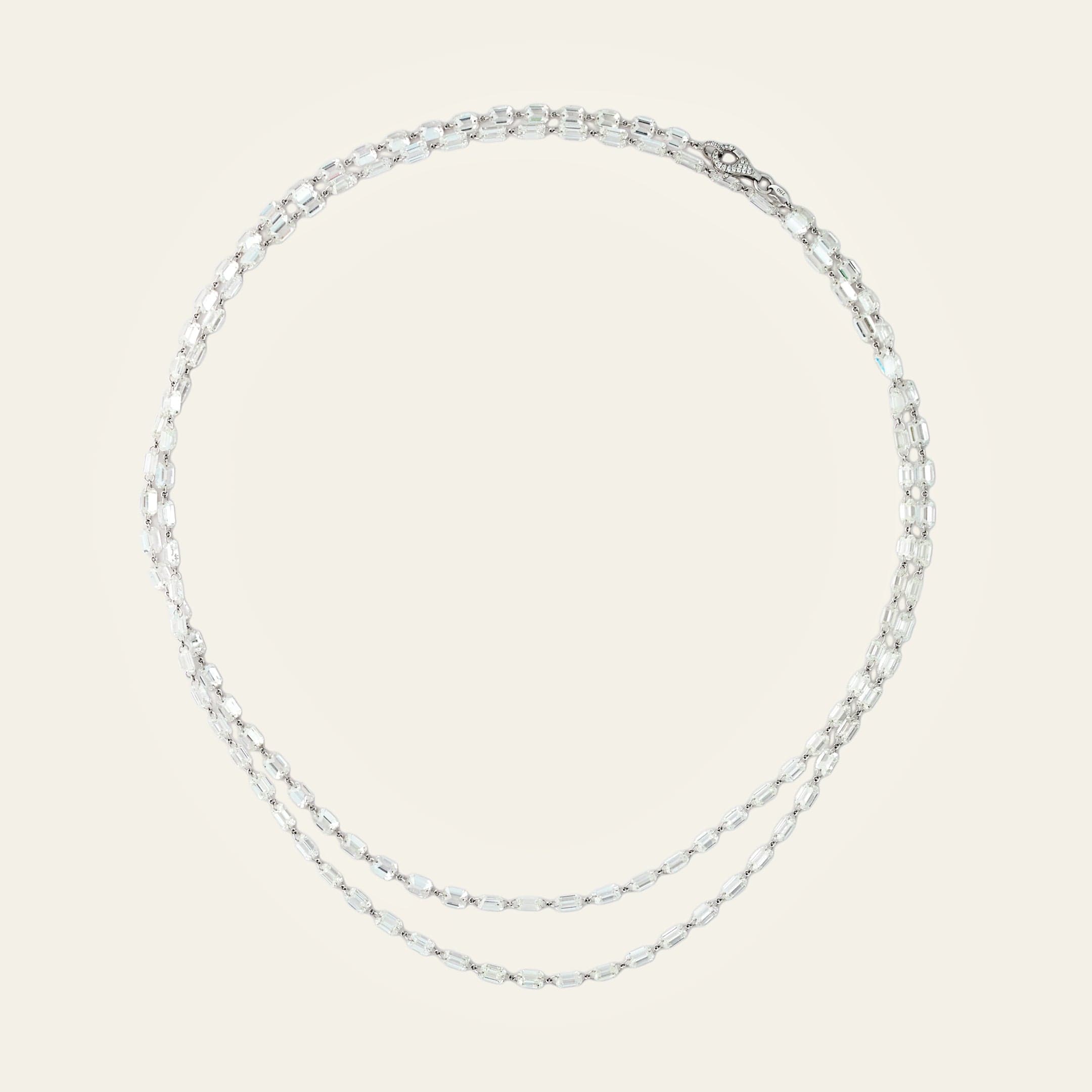 Emerald Cut Diamond Rope Necklace | Rose Cut Diamond Necklace – Jewels ...