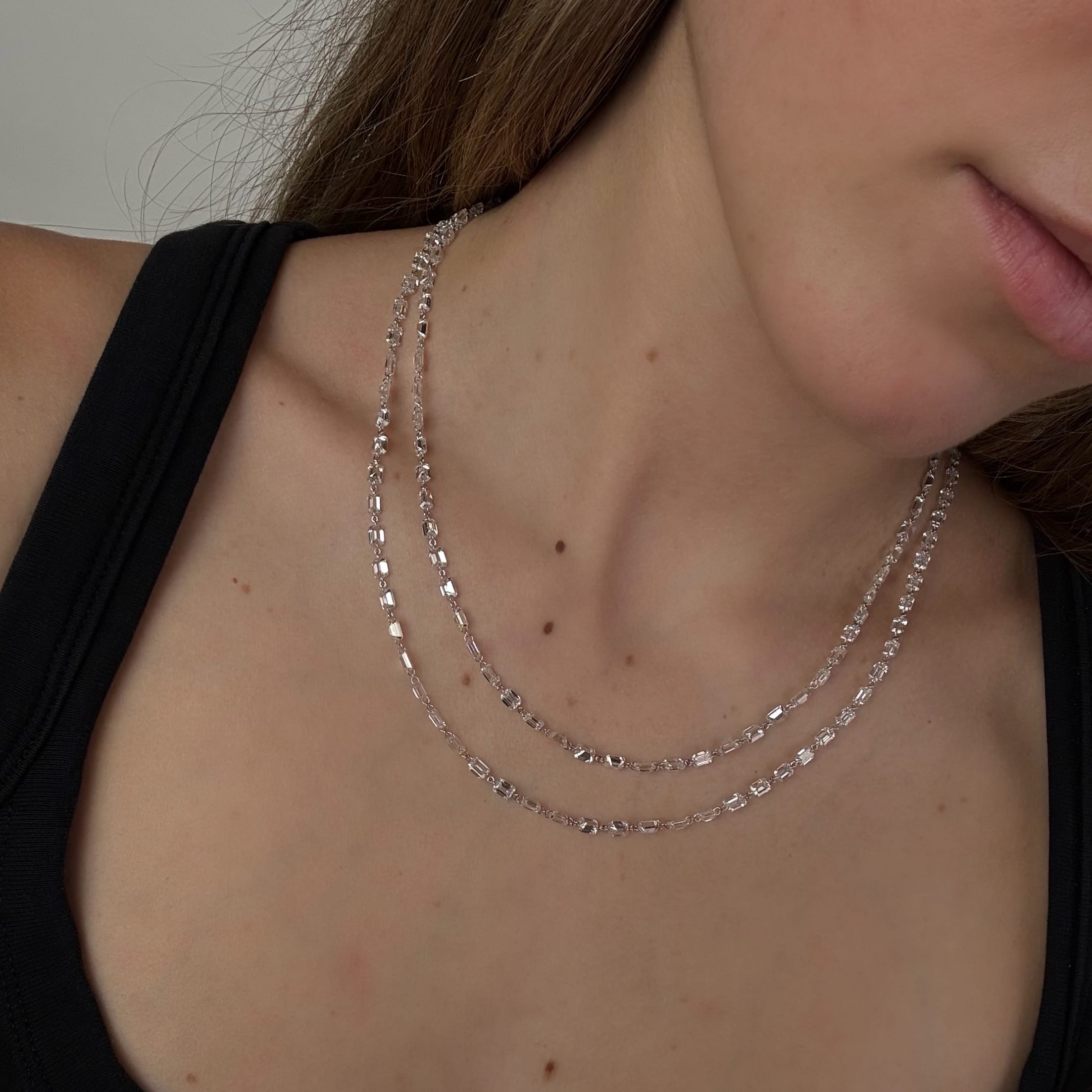 Emerald-Cut Diamond Rope Necklace
