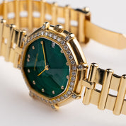 Gérald Genta Success G2850.7 'Ladies' Yellow Gold Malachite Diamond Dial Diamond Bezel