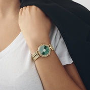 Gérald Genta Success G2850.7 'Ladies' Yellow Gold Malachite Diamond Dial Diamond Bezel