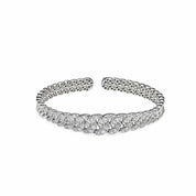 Graduated Pave Chain Link White Gold Cuff Bracelet Wrist Aficionado