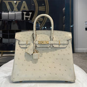 Hermès 3C Parchemin Birkin 25 Ostrich Gold Hardware