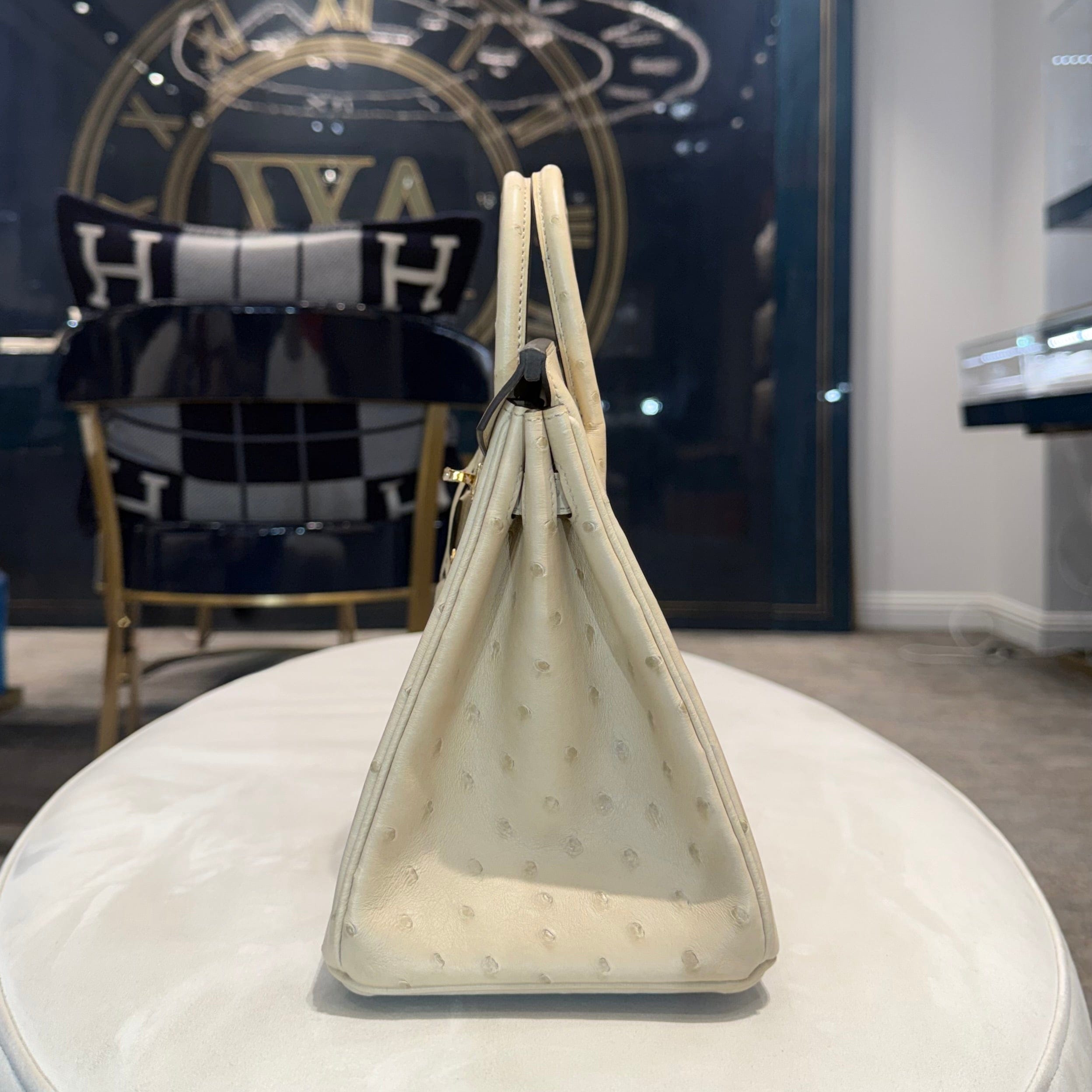 Hermès 3C Parchemin Birkin 25 Ostrich Gold Hardware