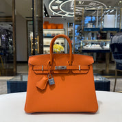 Hermès 93 Orange Birkin 25 Togo Palladium Hardware