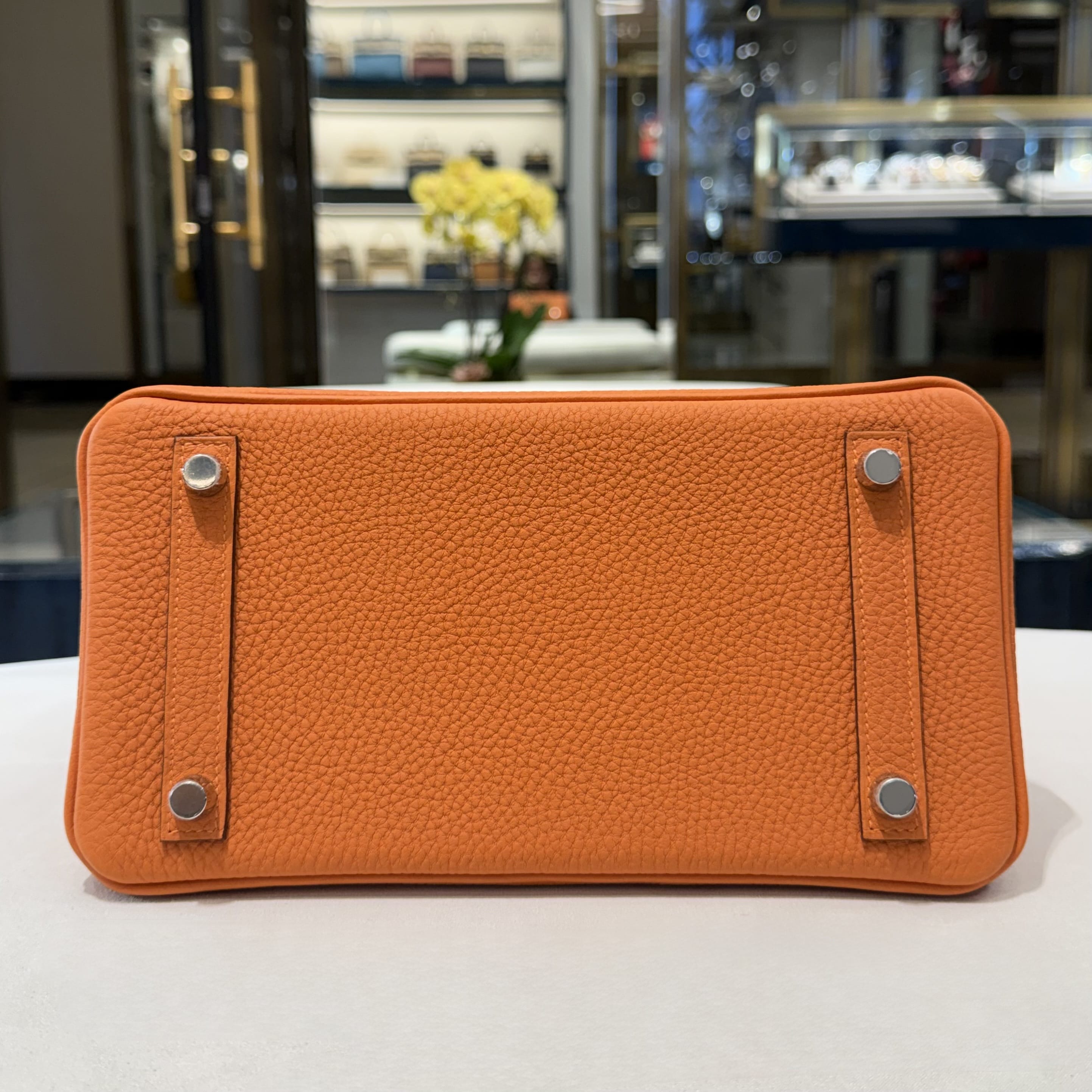 Hermès 93 Orange Birkin 25 Togo Palladium Hardware