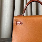 Hermès AQ Gold and Etrusque Mini Kelly 20 Madame Touch Alligator Mississippi Palladium Hardware