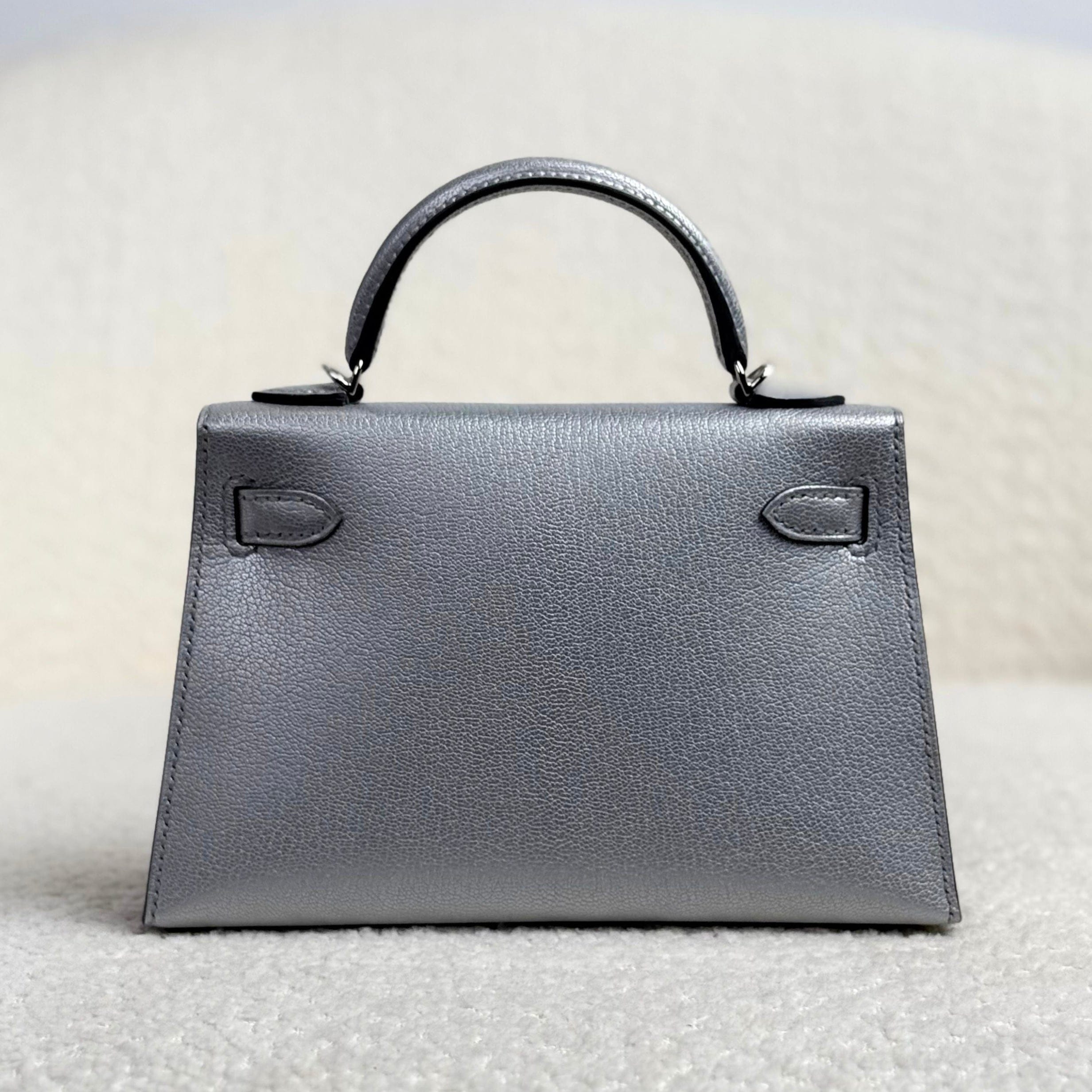 Hermès Argent Mini Kelly Sellier 20 Chevre Chamkilight Palladium Hardware