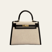 Hermès Bai-Brun Kelly Sellier 28 Swift and Canvas Gold Hardware