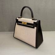 Hermès Bai-Brun Kelly Sellier 28 Swift and Canvas Gold Hardware