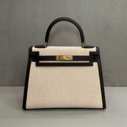 Hermès Bai-Brun Kelly Sellier 28 Swift and Canvas Gold Hardware