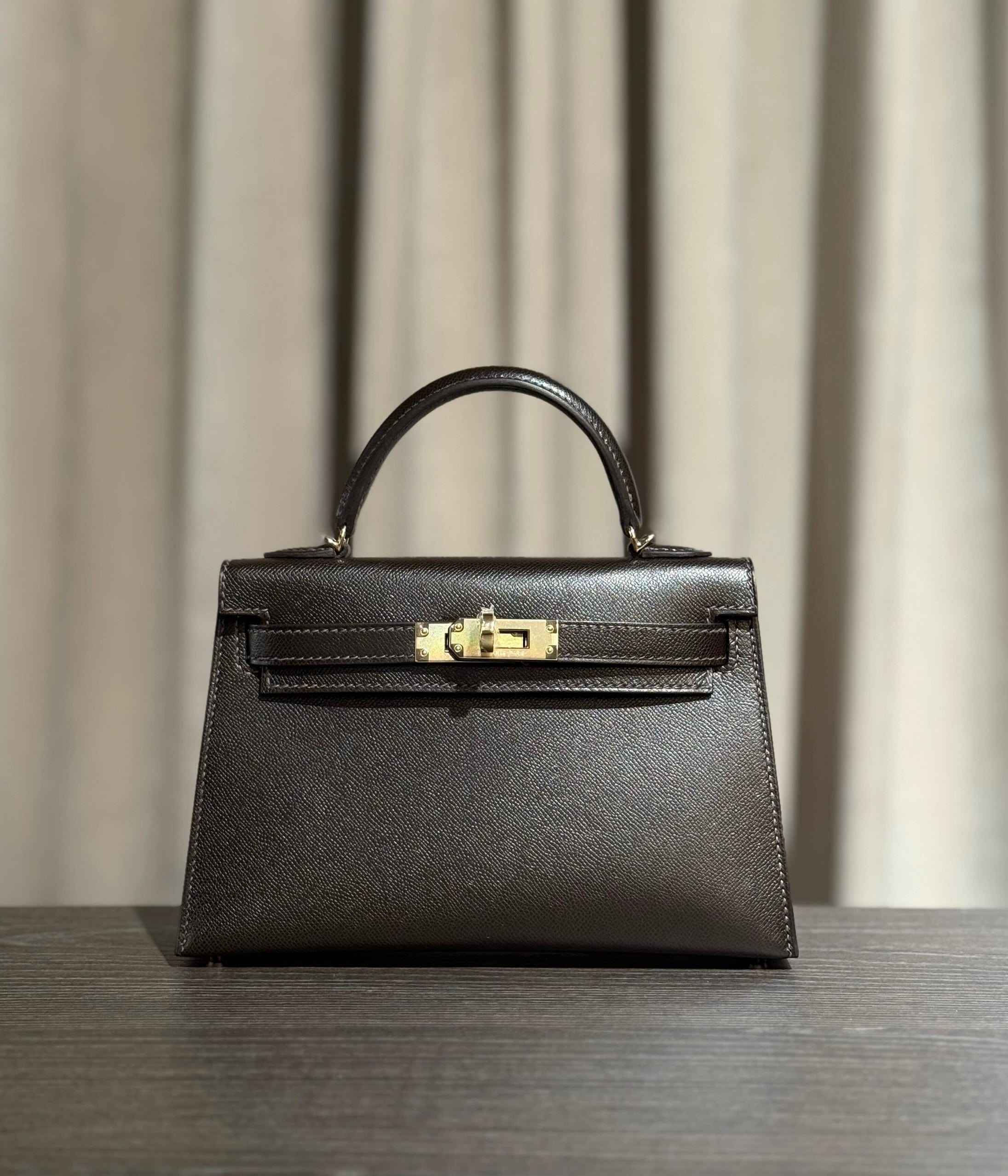 Hermès Bai-Brun Mini Kelly Sellier 20 Madame Permabrass Hardware